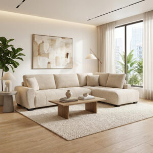 Corner sofa Vaneto Argos The Classic left corner beige fabric 298x208x85cm