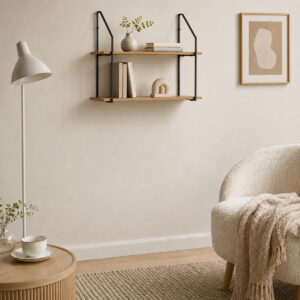Wall shelf Fema Argos The Classic oak with black metal 60x20x52cm