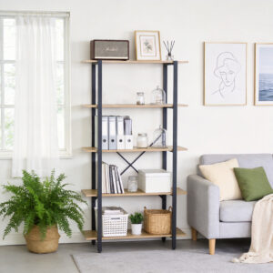 Bookcase Nebranzo Argos The Classic oak with black metal 80x34x155.3cm