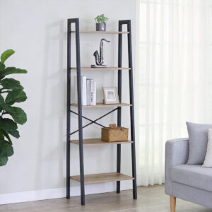 Bookcase Jebia Argos The Classic oak with black metal 56x37x172.2cm