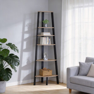 Corner bookcase Arvia Argos The Classic oak with black metal 53.4x37.8x160.3cm