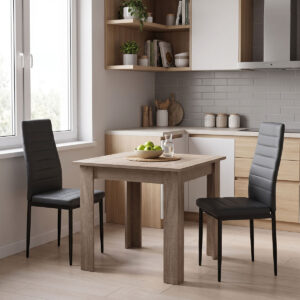 Dining table set of 3 pieces Manka-Parker Argos The Classic madf in black-sonoma truffle color 80x80x77cm