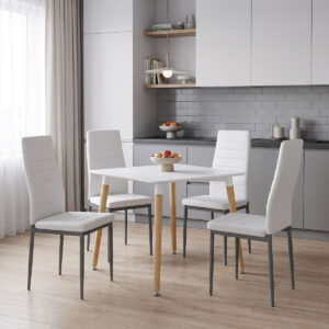 Dining Set with Chairs Parker white and Natali Table White 80x80x76cm Set of 5pcs