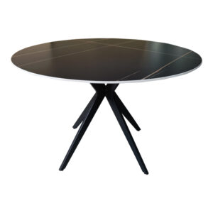 200 001556 3 Dining Room with Folegio Cream Chairs and Orbital Black Table D120x76cm Set of 5pcs