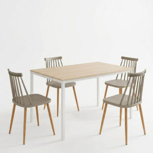 200 001900 1 Dining Table with Chairs Aurora mocha and Table Faragio white with natural shade 120x75x75cm Set 5pcs