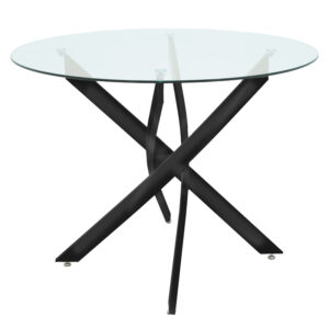 200 001930 2 Dining Set with Julita Chairs black and Antoro Table glass with black metal Φ100x75cm Set 5pcs