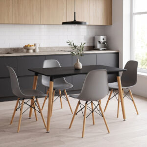 Dining Set with Chairs Julita grey Natali Table black 80x80x76cm Set of 5pcs
