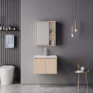 Chinky Mentis Argos The Classic vanity with washbasin faucet and mirror in cappuccino and chrome