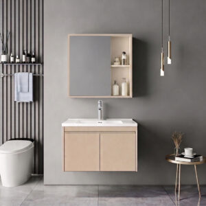 Sinkea Mentis Argos The Classic vanity with washbasin faucet and mirror in cappuccino color and chrome