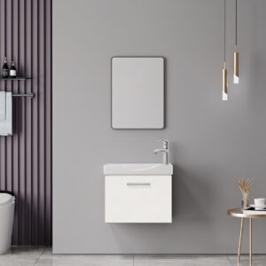 Renza Mentis Argos The Classic vanity with washbasin faucet and mirror in white and chrome