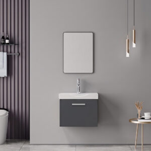 Renza Mentis Argos The Classic vanity with washbasin faucet and mirror in anthracite and chrome