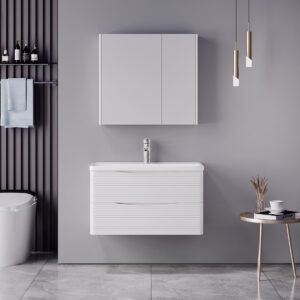 Tzouena Mentis Argos The Classic vanity with washbasin faucet and mirror in white and chrome