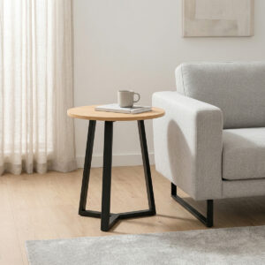 Side table Berton Argos The Classic in natural color and black metal D45x52cm