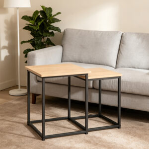 Side tables Quano Argos The Classic set 2 pieces in natural color and black metal