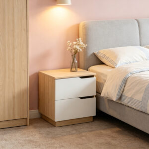 Verena bedside table Argos The Classic in natural with white color 48x40x48cm