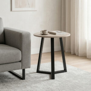 Side table Berton Argos The Classic cappuccino and black metal D45x52cm