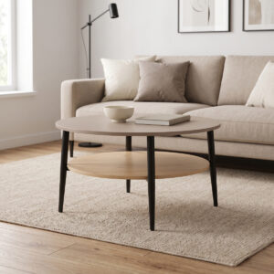 Coffee table Kody Argos The Classic cappuccino with black metal D80x45cm