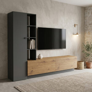 Tv unit Tilveo Argos The Classic oak-anthracite 230x41.5x180cm
