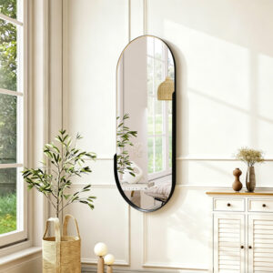 233 000052 1 mirror Asteria Argos The Classic black MDF with black metal 45x5.0x105cm