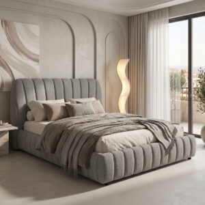 Double bed Leblank Argos The Classic grey fabric with storage space 160x200cm