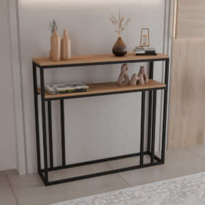 Daleti Argos The Classic console in oak color with black metal frame 100x25x90cm