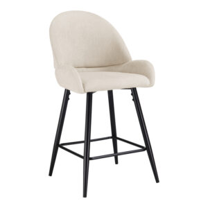 Mid height bar stool Finda Argos The Classic white fabric with black metal leg 56.5x56x95.5cm