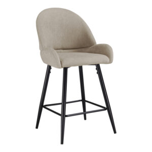 Mid height bar stool Finda Argos The Classic beige fabric with black metal leg 56.5x56x95.5cm