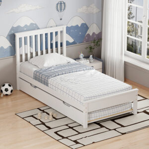 Bed Benia Argos The Classic with trundle bed pine wood in white color 90x190cm