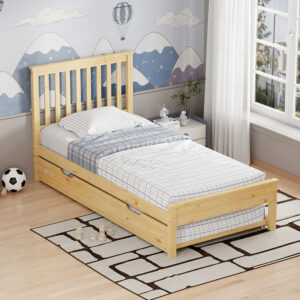 Bed Benia Argos The Classic with trundle bed pine wood in natural color 90x190cm