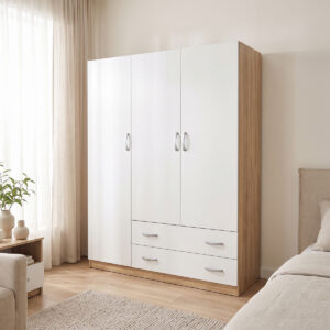 Three-leaf wardrobe with 2 drawers Alvia Argos The Classic white with sonoma 150x51x180cm