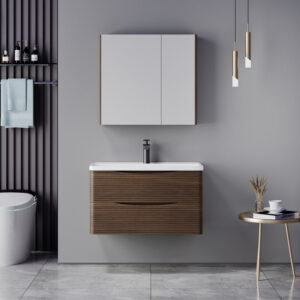 Tzouena Argos The Classic walnut countertop with sink and mirror