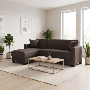Corner sofa bed reversible with storage space Stashio Argos The Classic brown fabric 202x143x84cm