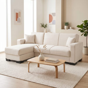 Corner sofa bed reversible with storage space Dumma Argos The Classic cream fabric 226x146x86cm