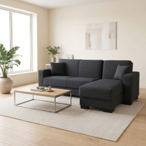 Corner sofa bed reversible with storage space Dumma Argos The Classic anthracite fabric 226x146x86cm