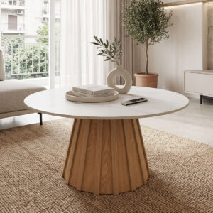 Coffee table Franzel Argos The Classic sintered stone in marble look-mdf in natural shade D80x40cm