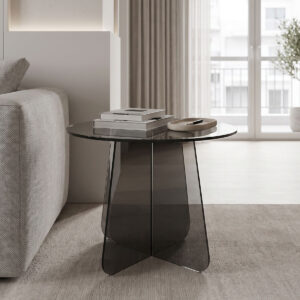 Side table Cleary Argos The Classic tempered anthracite 8mm glass D50x45cm
