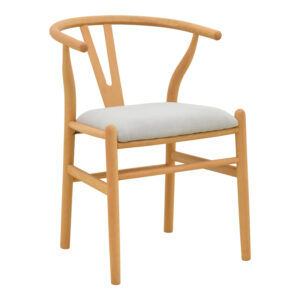 Wishbone chair Argos The Classic rubberwood-fabric in natural-grey color 51x58x73cm