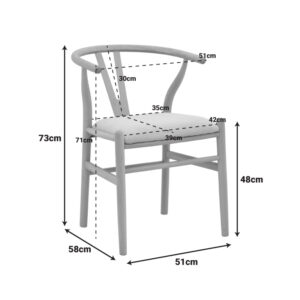 029 000463 1 Wishbone chair Argos The Classic rubberwood-fabric in natural-beige color 51x58x73cm