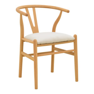 Wishbone chair Argos The Classic rubberwood-fabric in natural-beige color 51x58x73cm