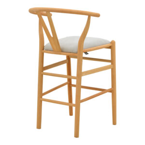 029 000464 2 Middle-height bar stool Wishbone Argos The Classic rubberwood-fabric in natural-grey color 51x60x95cm
