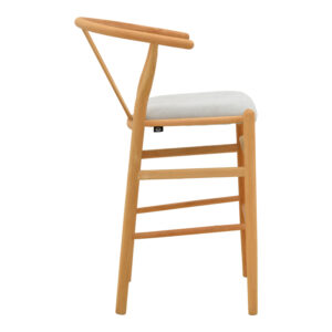 029 000464 3 Middle-height bar stool Wishbone Argos The Classic rubberwood-fabric in natural-grey color 51x60x95cm