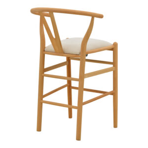 029 000465 2 Middle-height bar stool Wishbone Argos The Classic rubberwood-fabric in natural-beige color 51x60x95cm