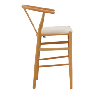 029 000465 3 Middle-height bar stool Wishbone Argos The Classic rubberwood-fabric in natural-beige color 51x60x95cm