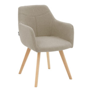 Armchair Nasima Argos The Classic fabric beige-beech wood leg in natural color 57x58x84cm
