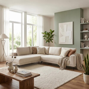 Right corner sofa Selio Argos The Classic beige fabric 300x240x100cm