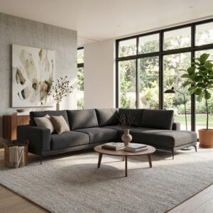 Left corner sofa Selio Argos The Classic anthracite fabric 300x240x100cm