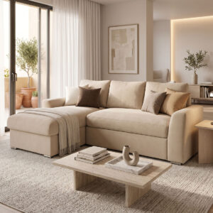 Belle Argos The Classic reversible corner sofa bed beige fabric 236x164x88cm