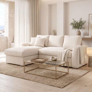 Belle Argos The Classic corner reversible sofa bed ecru fabric 236x164x88cm