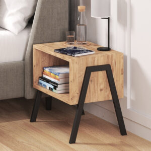 197 000264 2 Taffa Argos The Classic bedside table with black metal legs in sonoma shade 49x35x49cm