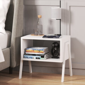 197 000265 1 Taffa Argos The Classic bedside table with white metal legs in white shade 49x35x49cm